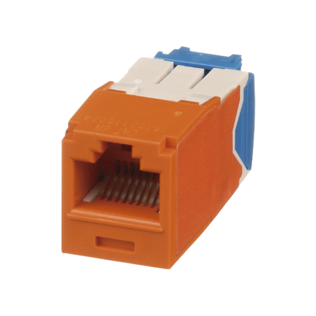 Conector Jack RJ45 Estilo TG, Mini-Com, Categoría 6A, de 8 Posiciones y 8 Cables, Color Naranja