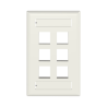 Placa de Pared Vertical, Salida Para 6 Puertos Keystone, Con Espacios Para Etiquetas, Color Blanco Mate