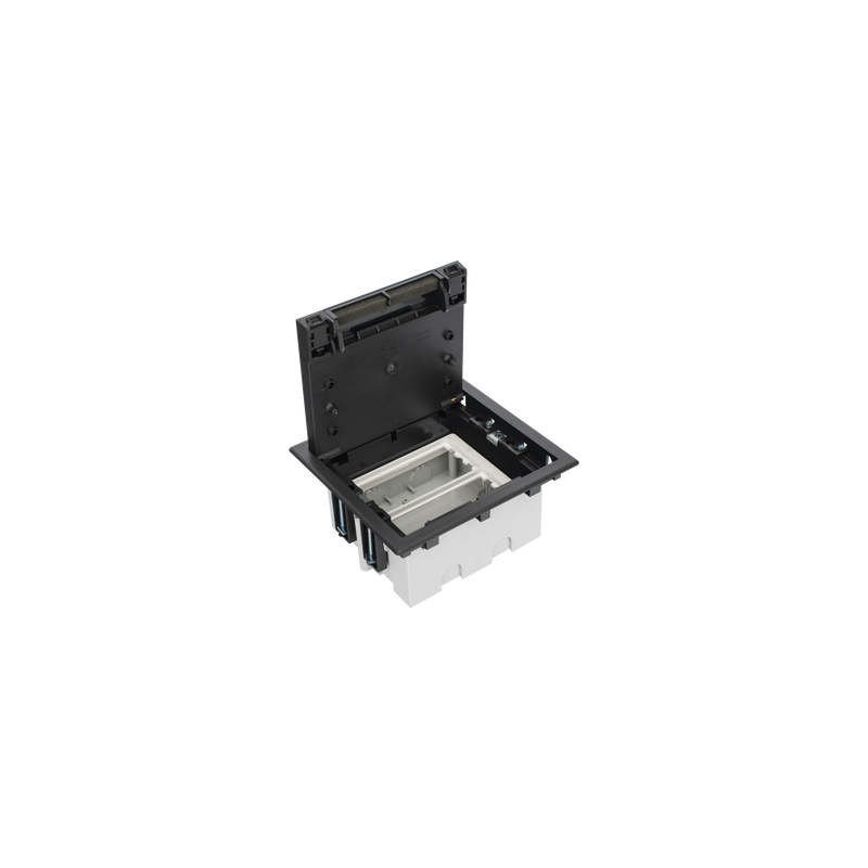 Caja Para Instalación en Piso Falso para Voz, Datos o Contactos Eléctricos / Capacidad para 2 Módulos / Espacio Embellecedor 
