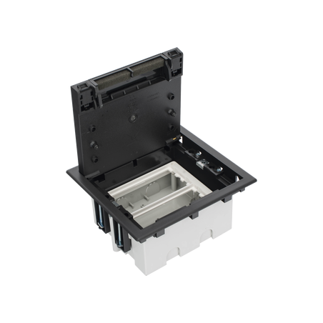 Caja Para Instalación en Piso Falso para Voz, Datos o Contactos Eléctricos / Capacidad para 2 Módulos / Espacio Embellecedor 