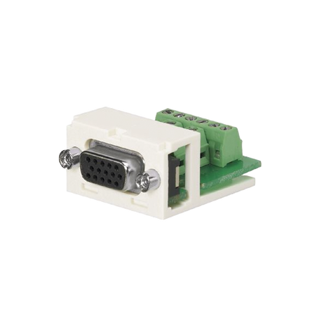 Conector Sub-D de 15 Pines Tipo Atornillable, Uso en 2 Puertos Mini-Com, Color Blanco Mate