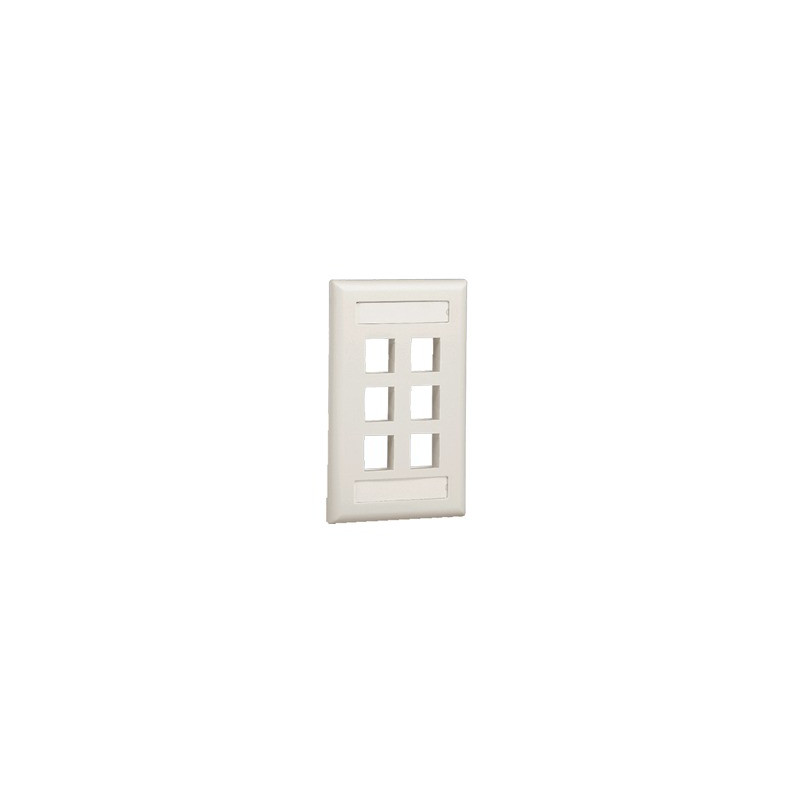 Placa de Pared Vertical, Salida Para 6 Puertos Keystone, Con Espacios Para Etiquetas, Color Blanco