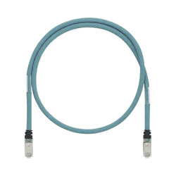 Patch Cord Cat6A de Grado Industrial 600V, Blindado SF/UTP, Calibre 26 AWG, Color Aqua, 2 Metros (6.56 Pies)