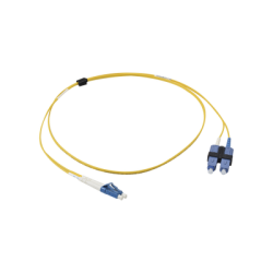 Jumper de Fibra Óptica Monomodo (OS2), XGLO, Riser, LC/UPC-SC/UPC Duplex, OFNR, Color Amarillo, 1 Metro (3.28 Pies)