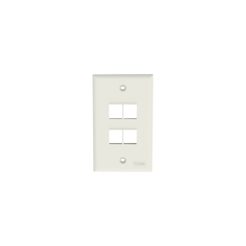 Placa de Pared Vertical, Salida Para 4 Puertos Keystone, Color Blanco Mate