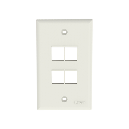 Placa de Pared Vertical, Salida Para 4 Puertos Keystone, Color Blanco Mate