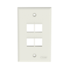 Placa de Pared Vertical, Salida Para 4 Puertos Keystone, Color Blanco Mate