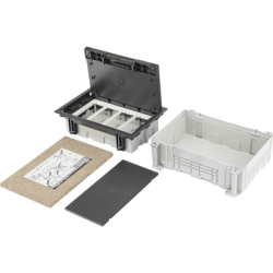 Caja Para Instalación en Pavimento para Voz, Datos o Contactos Eléctricos / Capacidad para 4 Módulos / Espacio Embellecedor e