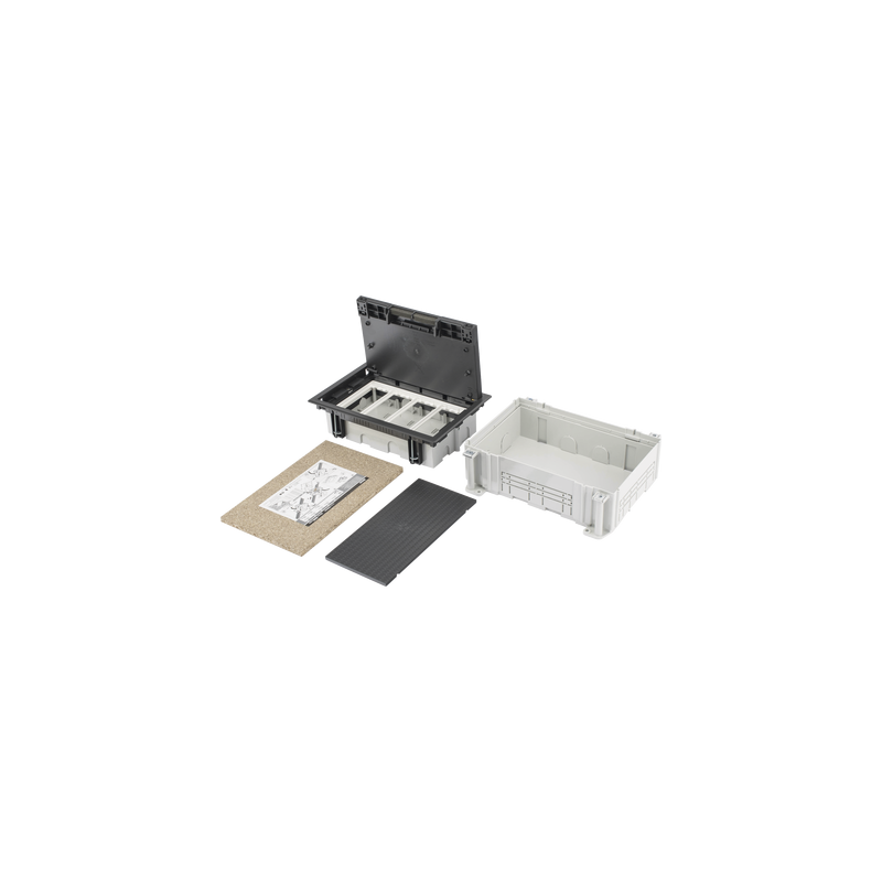 Caja Para Instalación en Pavimento para Voz, Datos o Contactos Eléctricos / Capacidad para 4 Módulos / Espacio Embellecedor e