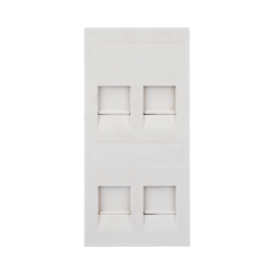 Placa Plana de Voz y Datos con Guardapolvo para 4 RJ45 / Color Blanco / 4 Puertos para Jacks Keystone / Compatible con Cajas de 