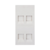 Placa Plana de Voz y Datos con Guardapolvo para 4 RJ45 / Color Blanco / 4 Puertos para Jacks Keystone / Compatible con Cajas de 