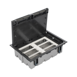 Caja Para Instalación en Piso Falso para Voz, Datos o Contactos Eléctricos / Capacidad para 6 Módulos / Espacio Embellecedor 