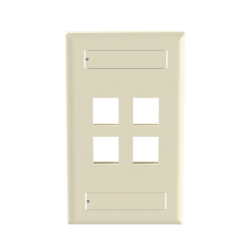 Placa de Pared Vertical, Salida Para 4 Puertos Keystone, Con Espacios Para Etiquetas, Color Marfil