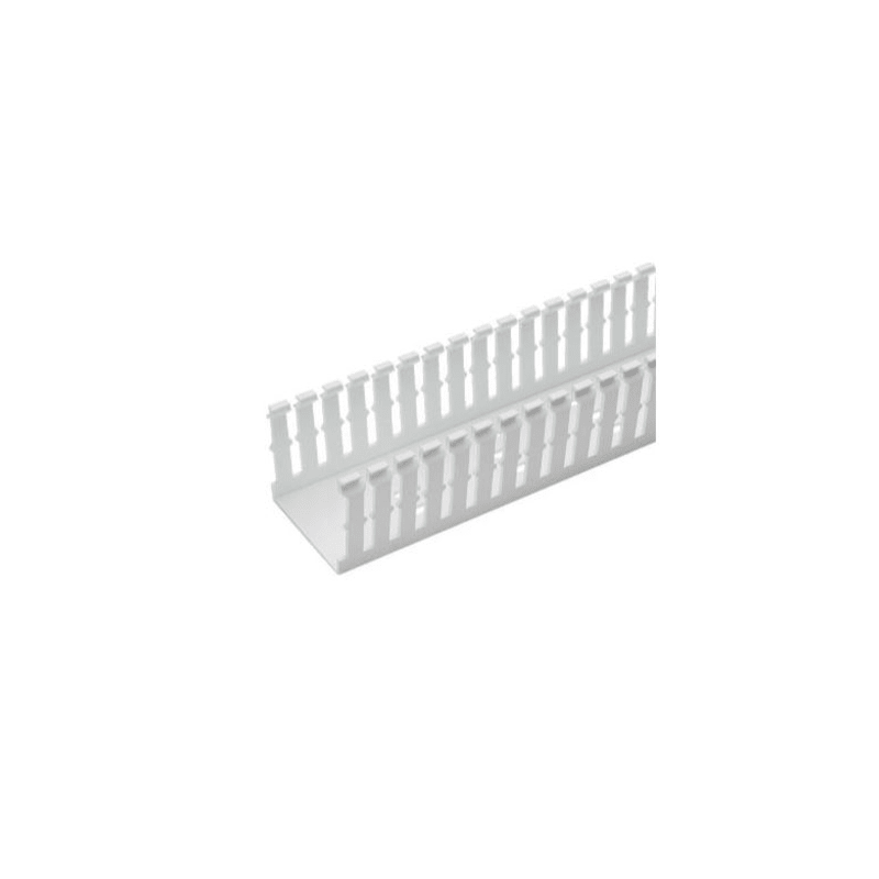 Canaleta Ranurada de PVC Sin Tapa, Tipo F, 32 mm de Ancho, 53.8 mm de Alto y 1.8 m de Largo, Color Blanco