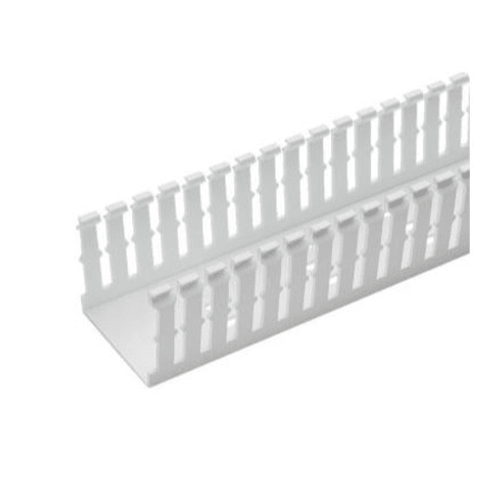Canaleta Ranurada de PVC Sin Tapa, Tipo F, 32 mm de Ancho, 53.8 mm de Alto y 1.8 m de Largo, Color Blanco