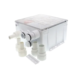 Sistema de desagüe para duchas con bomba de achique de 800 galones por hora a 24 Volts de corriente directa e interruptor de fl