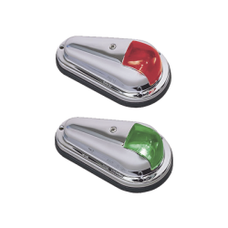 Luz de Navegación Bicolor, Acero Inoxidable Pulido, Base Polímero Negro, Lentes Rojo y Verde, 1 Milla Náutica, 12V, 10W, Cont