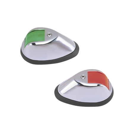 Set de Luces de Navegación Verticales en Carcasa Cromada en Color Rojo/Verde para Embarcaciones a Motor de Hasta 20 Metros
