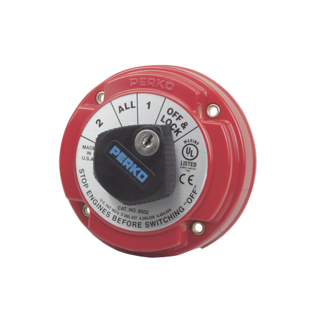 Switch Selector de Batería de Servicio Mediano con Bloqueo por Medio de Llave, para Sistemas Eléctricos Marinos