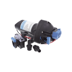Bomba controlada por presión Par Max a 12 Vcd, caudal de 2 GPM, presión máxima 35 psi, para manguera de entrada con orificio 