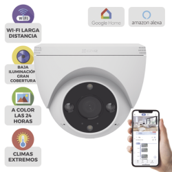 Domo IP 3 Megapíxel (2K) / Wi-Fi / Sirena y Estrobo /Audio de Dos Vías / Detección Humana y Vehiculo / Notificación Push / A