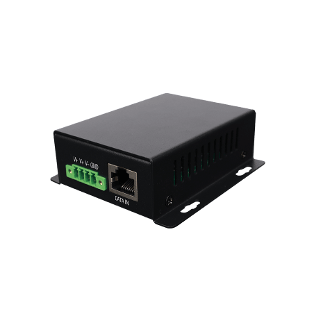 Inyector PoE Industrial / Ideal para Aplicaciones Solares / Entrada 9-32 Vcc / Salida PoE pasivo 24V / Conexión plug and play /