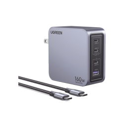 Cargador Rápido GaN / 160W Máximo / 3 USB-C + 1 USB-A / PD3.1 140W / PPS / UFCS / QC5 / Protecciones Múltiples / PC 94-V0
