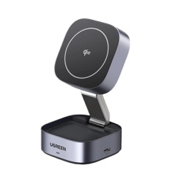 Cargador Inalámbrico 2 en 1 25W / Tecnología Magnética Qi 2 / 15W para Teléfono + 5W para Auriculares / Puerto USB-C 5W / Pr