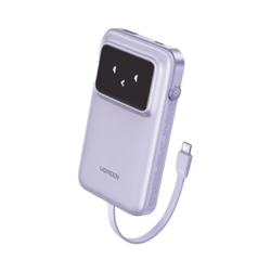 Power Bank Serie Uno | 10000mAh | 30W | con Cable USB-C Incorporado | 2 Salidas 30W Max. | Pantalla Inteligente | Carcasa Ignifu