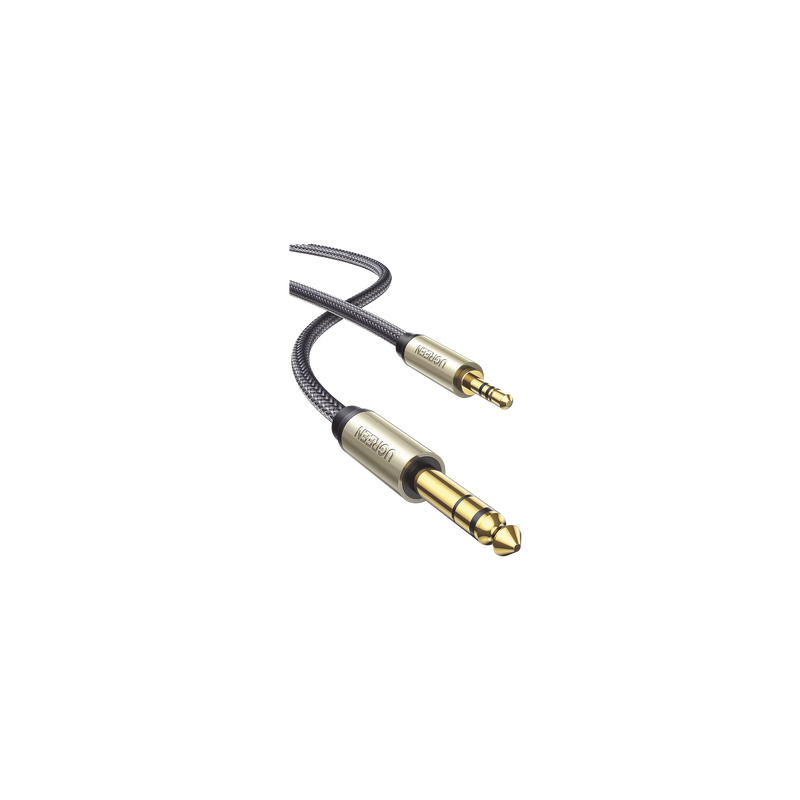 Cable Audio Estéreo 3.5mm (1/8") TRS a 6.35mm (1/4") TS / 1 Metro / Audio de Hi-Fi / Trenza de Nylon / Blindaje Múltiple / Caj