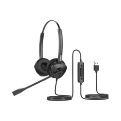 Diadema binaudal (duo) con tecnología antishock para teléfonos IP FANVIL USB con micrófono de cancelación de ruido, larga du