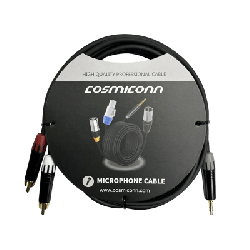 Cable 3.5mm a 2 RCA, conectores negros, con diferenciador de blanco y rojo en RCA MT380-RD - MT380-WH - MTP3C-BG, length 10m