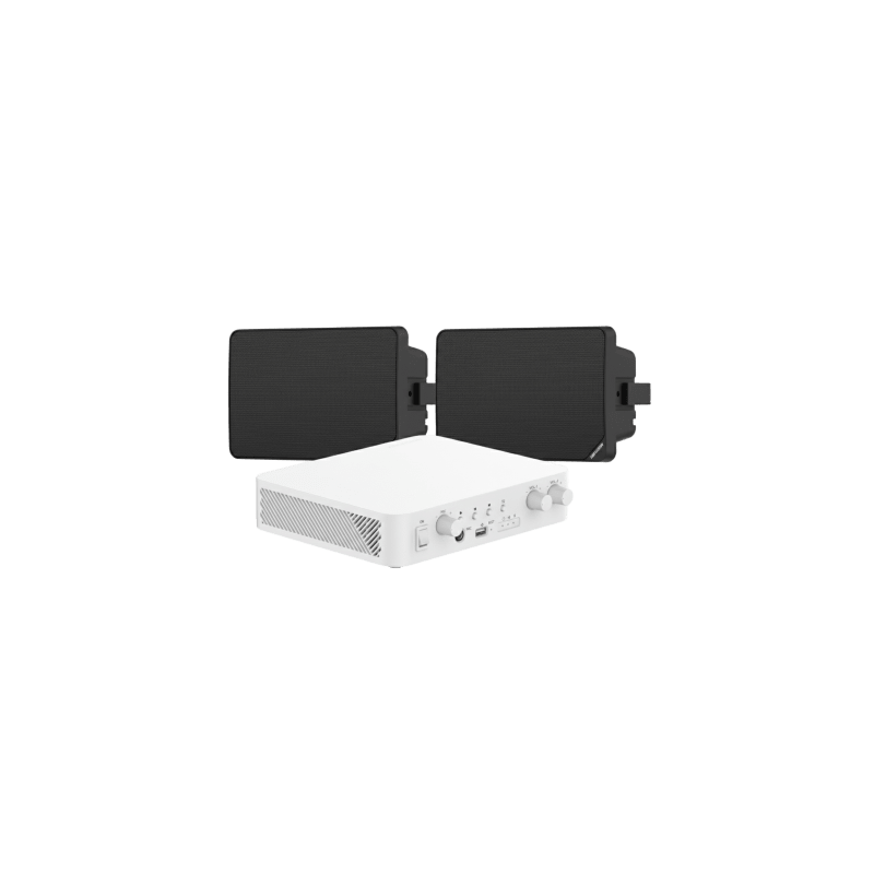 Kit de Audio | 70/100V | 2 Altavoces de pared | Bluetooth | Color Negro | Hik-Connect