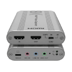 Tarjeta de Captura HDMI 8K a USB 3.2 Gen 1 | Resolución 8K@60Hz y 4K2K@144Hz | Ancho de Banda 48Gbps | Mezcla de Audio HDMI-Mic