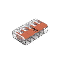 Borna de Conexión / 5 Conductores / 4 mm² Máximo / Palanca Naranja / Transparente / 32A 450V / UL JET ENEC / CAGE CLAMP® / T