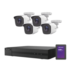 KIT TurboHD 1080p + SSD de 1 TB (1024 GB) / DVR 4 canales / 4 Cámaras Bala de Metal / Fuente de Poder / Accesorios de Instalaci