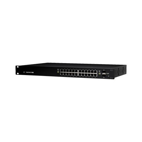 Switch EdgeMAX administrable de 24 puertos Gigabit con PoE+/PoE Pasivo 24V + 2 Puertos SFP, 250 W