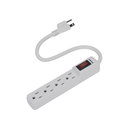 Multicontacto con cable 30 cm. 4 tomas 127 Vca línea, tierra, neutro 15 A max.