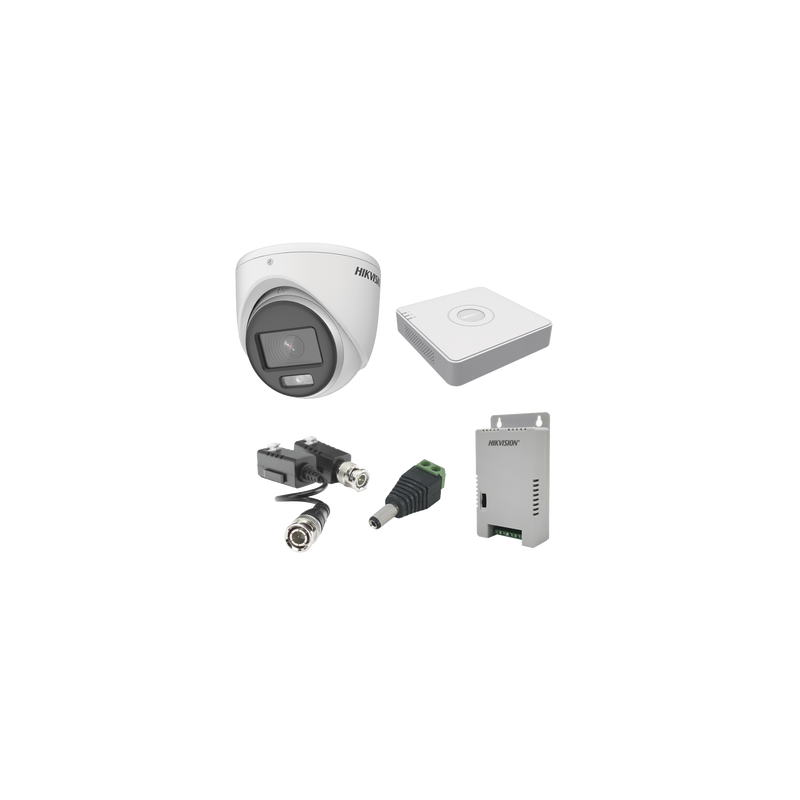 KIT COLORVU TURBOHD 1080pLite / DVR 4 Canales / 4 Cámaras Eyeball (exterior) / Transceptores / Conectores / Fuente de Poder Pro