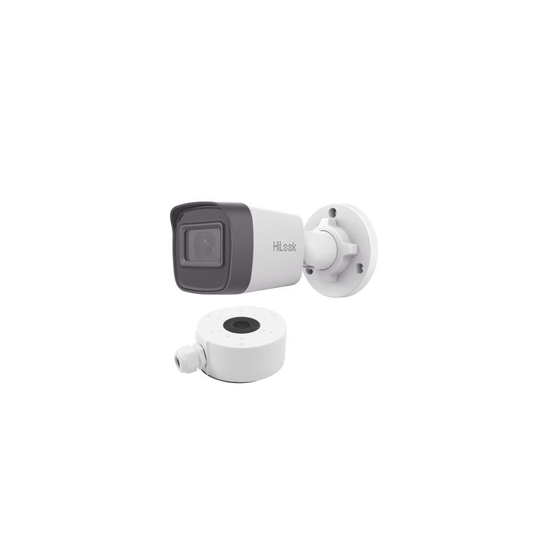 HiLook Series / Bala IP 4 Megapixel / 20 mts IR / Exterior IP67 / PoE / dWDR / Lente 2.8 mm + Caja de conexión DS-1280ZJ-XSP