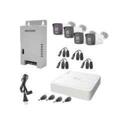 Kit HiLook Audio Bidireccional TurboHD 1080p / DVR Metalico 4 Canales / 4 Cámaras Bala (Exterior) con Bocina y Micrófono Integ