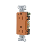 Contacto Dúplex Conexión a Tierra Aislada/ 15A 125V/ 2 polos 3 Hilos/ Nema 5-15R /Grado Comercial Decorativo/ Color Naranja.