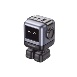 Cargador RobotGaN de 65W Serie UNO | 3 Puertos de Carga Rápida | 2 USB-C | 1 USB-A | PD 3.0 | QC 4.0 | Carga Inteligente | Tecn