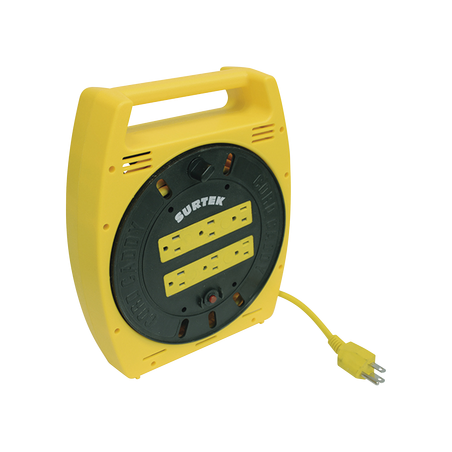 Multicontacto Eléctrico Tipo Carrete con 6 Contactos y 6 metros de Extensión / 127 V CA 10 A Máximo.