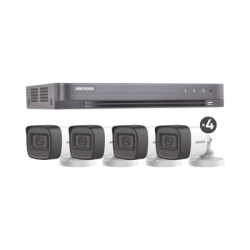 (MICRÓFONO INTEGRADO) KIT TURBOHD 5 Megapixel / DVR 4 Canales / 4 Cámaras Bala con Micrófono Integrado (exterior 2.8 mm) / Fu